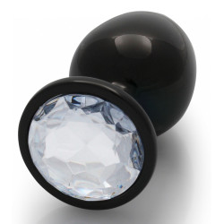 Ouch! Bijou anal Round Gem L 8 x 4cm Noir-Transparent